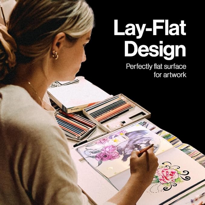 Square-Shaped Sketchbook, 10 x 10 inches, Lays Flat Flexible Sketch Book - Image 4