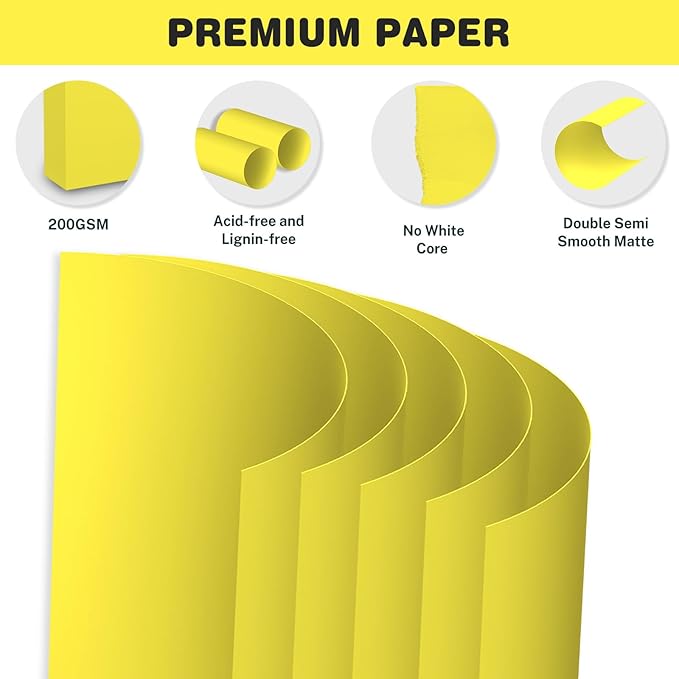 Cardstock 8.5 X 11, 40 Sheets Lemon Yellow Card Stock, 75lb/ 200gsm Vibrant - Image 3