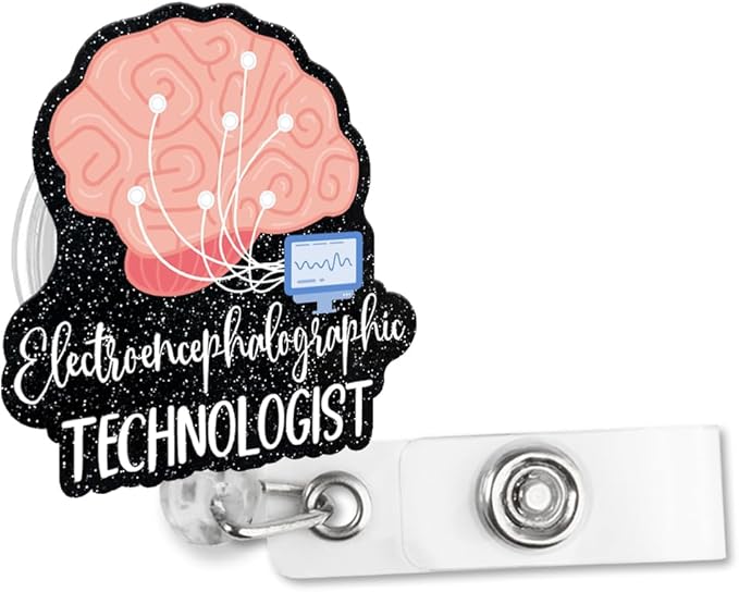 Sixrip Electroencephalographic Technician Retractable Glitter Badge Reel by Sixrip