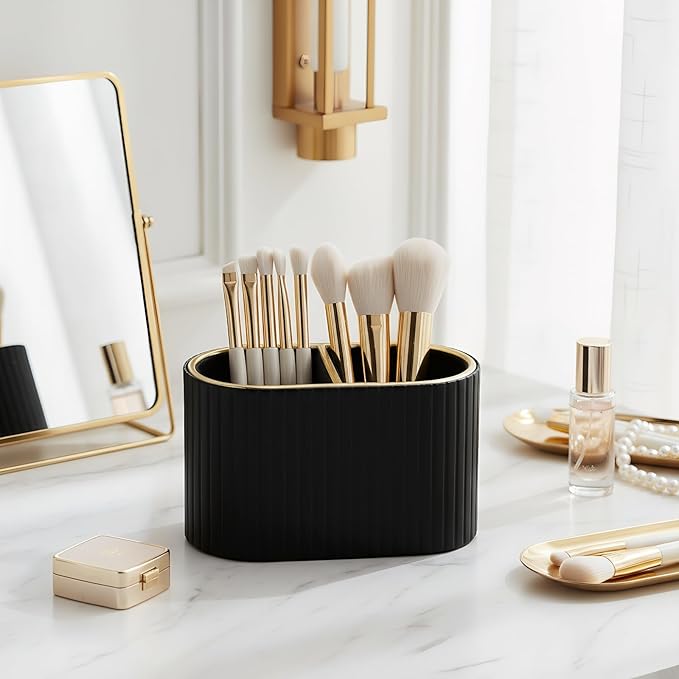 KINGFOM PU Leather Desk Organizer Pen Holder – Dual-Compartment Stylish Pencil - Image 4