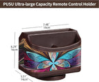 PUSU 360°Rotatable Remote Control Holder, PU Leather TV Remote Holder Caddy - Image 2