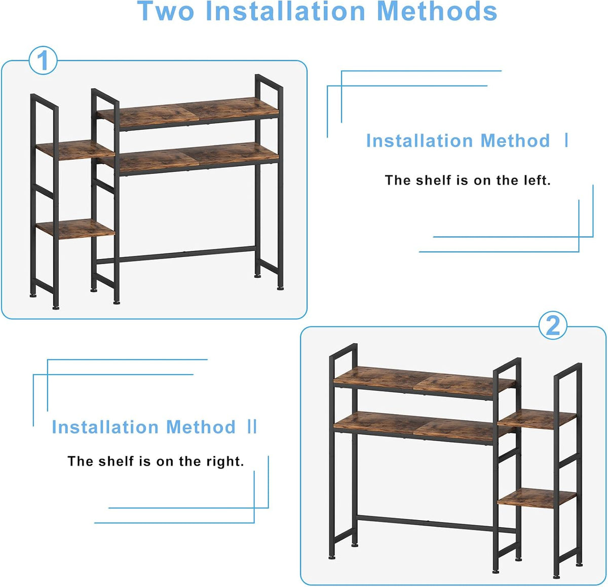 Desktop Bookshelf, 37.4" W Desk Hutch Dorm, for Home Office