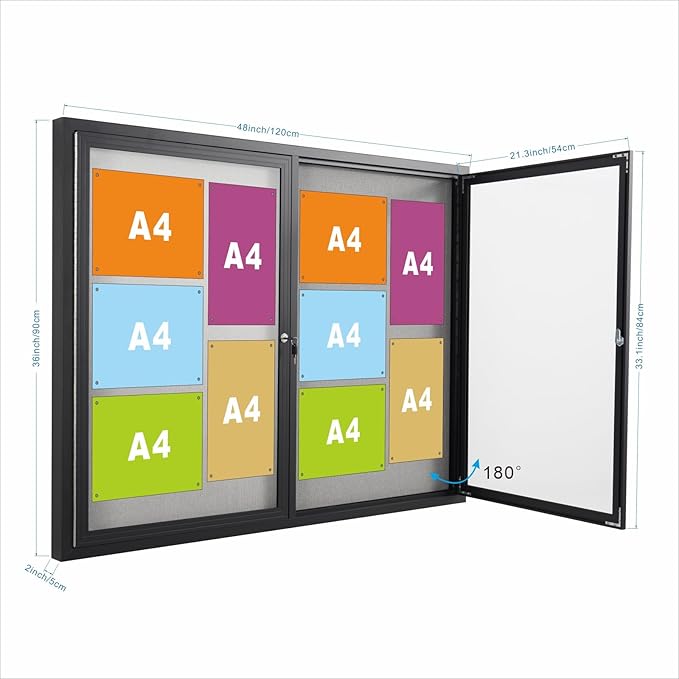 48x36 Inch Lockable Enclosed Bulletin Board, Weather-Resistant Outdoor - Image 2