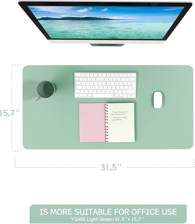 YSAGi Non-Slip Leather Desk Pad, Waterproof Laptop Computer Desk Keyboard Mat - Image 7