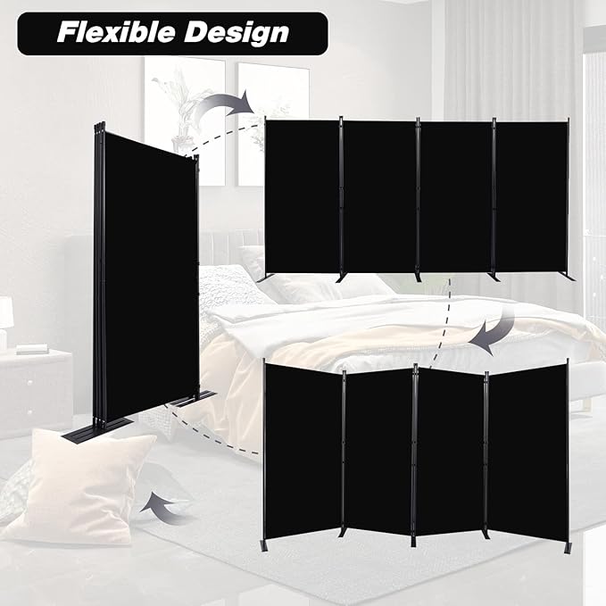 CHOSENM Room Divider, 4 Panel Folding Privacy Screens - Image 5