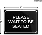 Please Wait to Be Seated Sign 7" x 5" | Small Black Plastic Sign - Image 2