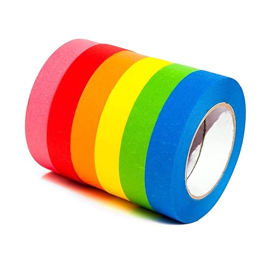 COSIMIXO 6-Pack Colored Masking Tape 0.94 Inch x 60yds of Colorful Craft Tape – - Image 6