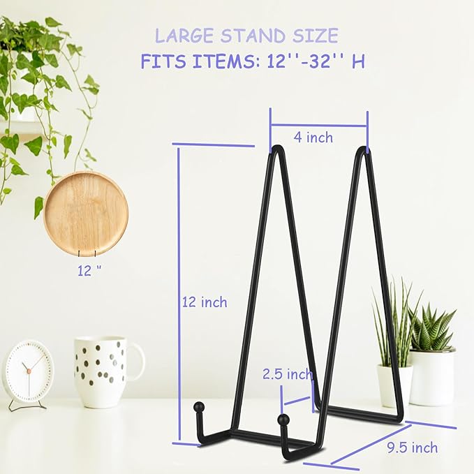 Decolore 3 Pack 12 Inch Black Picture Stands Plate Stands - Image 2