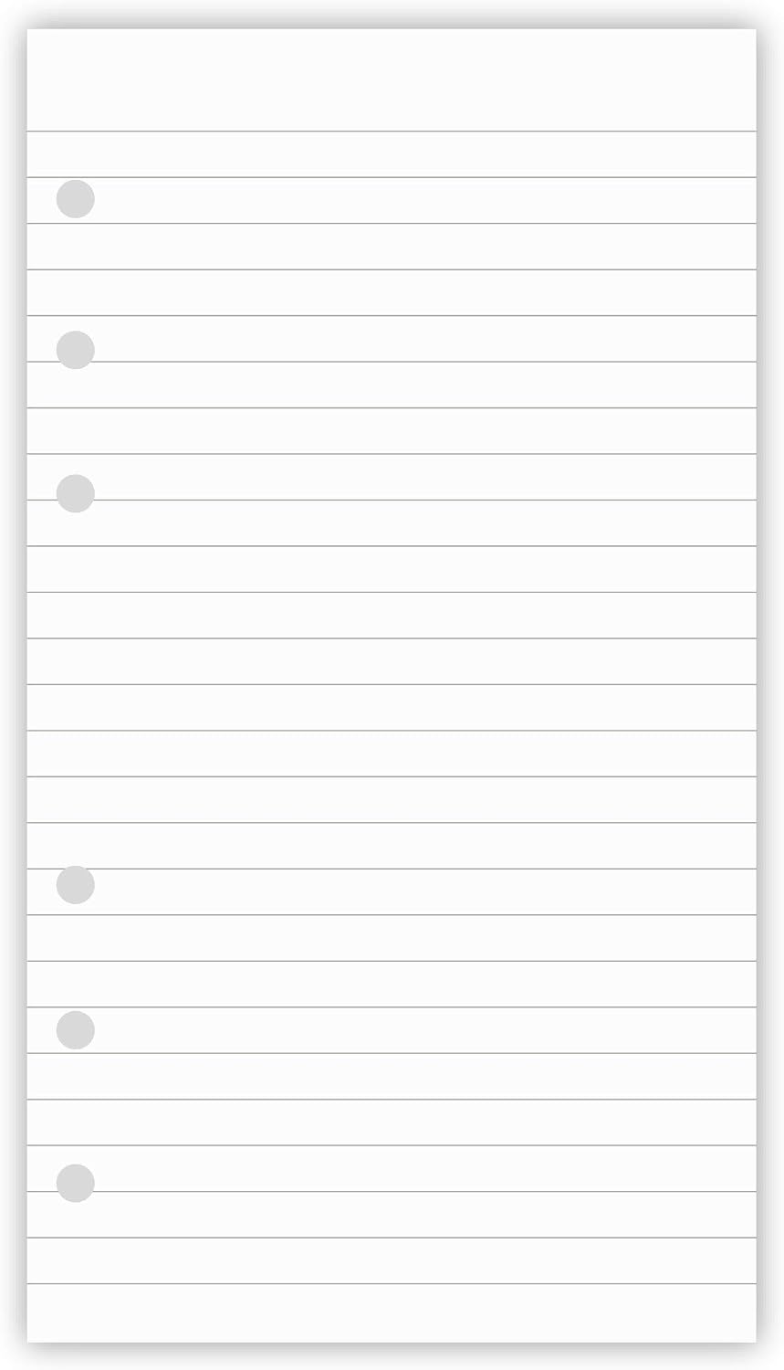 200 Sheets A6 Lined Paper for Filofax Personal Binder Planner, White 100gsm Ruled Pages, 6 Hole Punched, 3.75 x 6.75 Inch