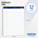 WritePads Legal note pads 8.5"x11" Legal Pads, Wide Ruled, 12 Pack, 50 Sheets - Image 2