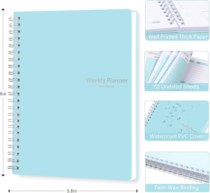 Undated Weekly Planner- Weekly Goals Notebook, A5 To Do List Planner, Habit - Image 3