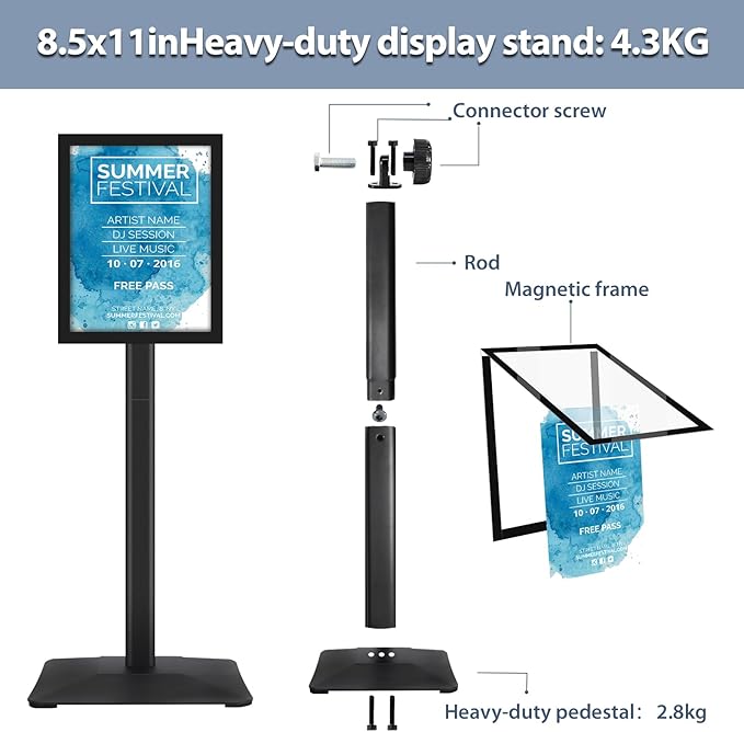 STANDNEE Heavy-duty 8.5x11 in Sign Stand Holder Floor Stand Sign, Poster - Image 8