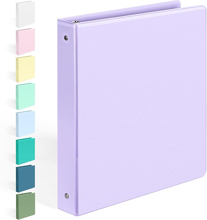 BinderX Extra Durable 3 Ring Binder, Round Rings 1 Inch Binder, Fits 175 Sheets by Sooez