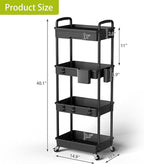 Sorgion 4 Tier Rolling Cart Organizer, Art Craft Diaper Bedside Snack Laundry - Image 3