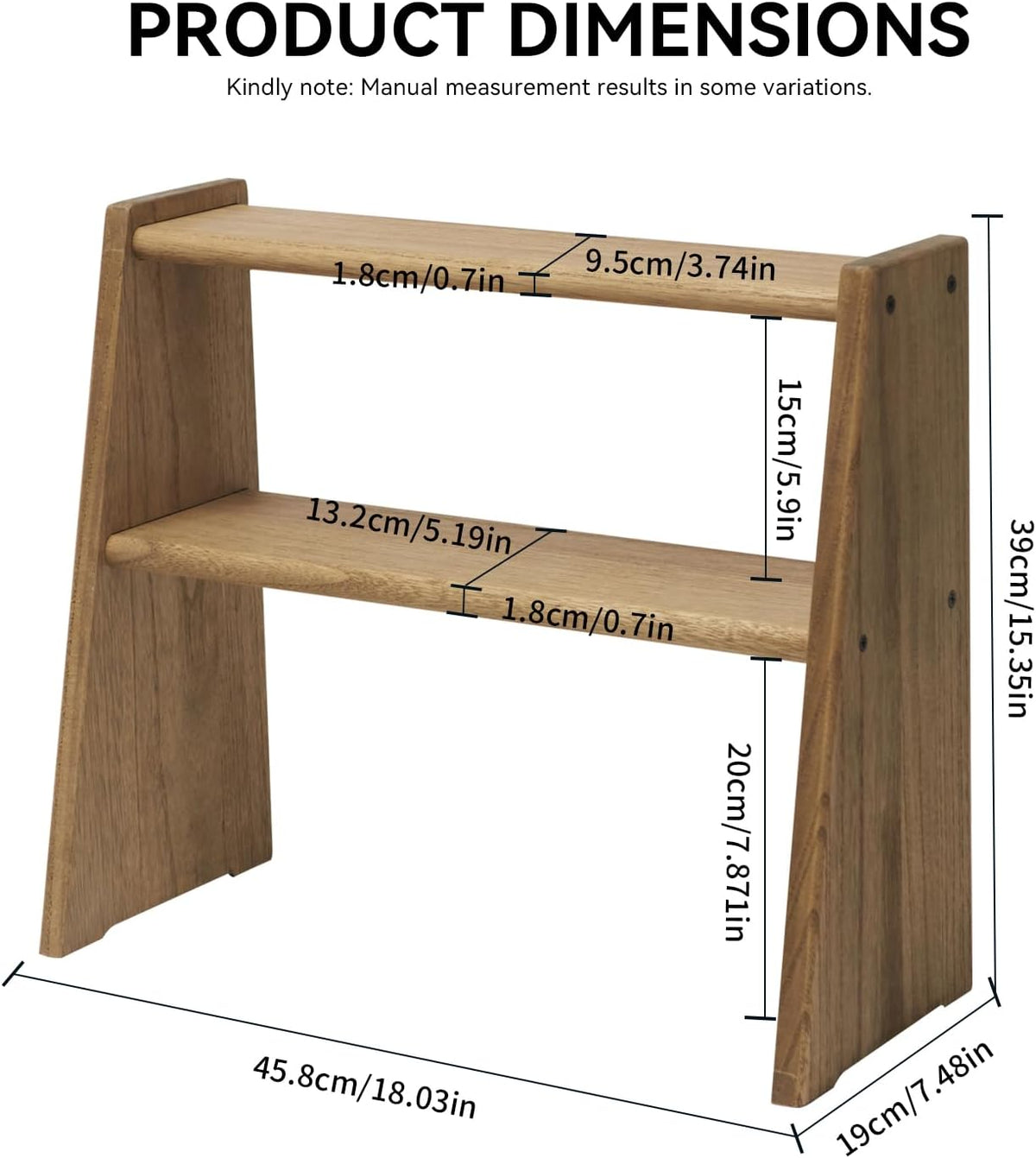 KIRIGEN Wood 3-Tier Ladder Shelf, Desk Organizer, Brown DGNJ-DBR