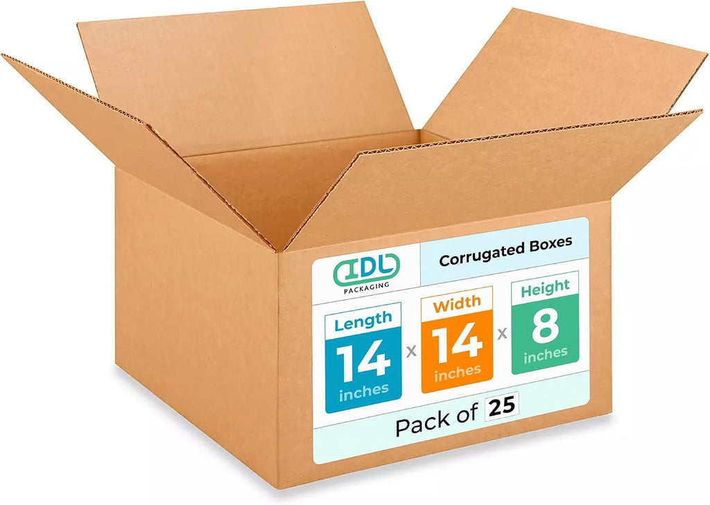 IDL Packaging Medium Corrugated Shipping Boxes 14"L x 14"W x 8"H – Excellent