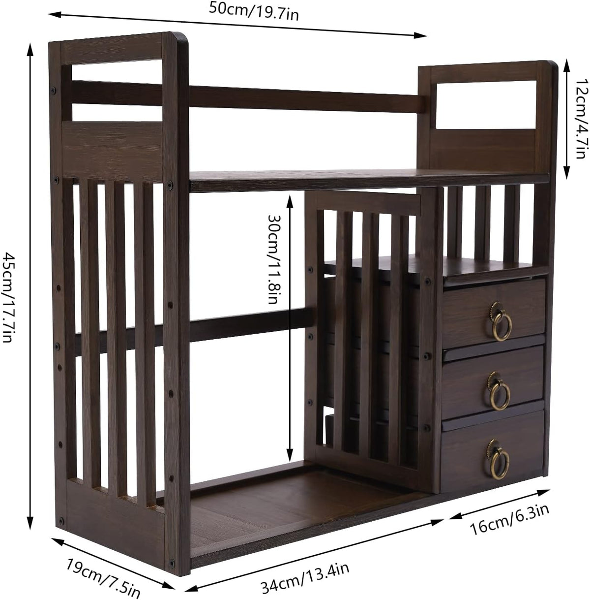 Bamboo Desk Book Shelf,Desktop Bookshelf Storage Rack Tabletop Standing Organ...