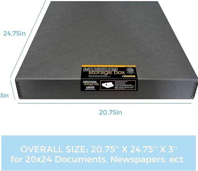 Lineco Museum Archival Storage Box, 20.75x24.75x3 in. Drop Front Design. - Image 2
