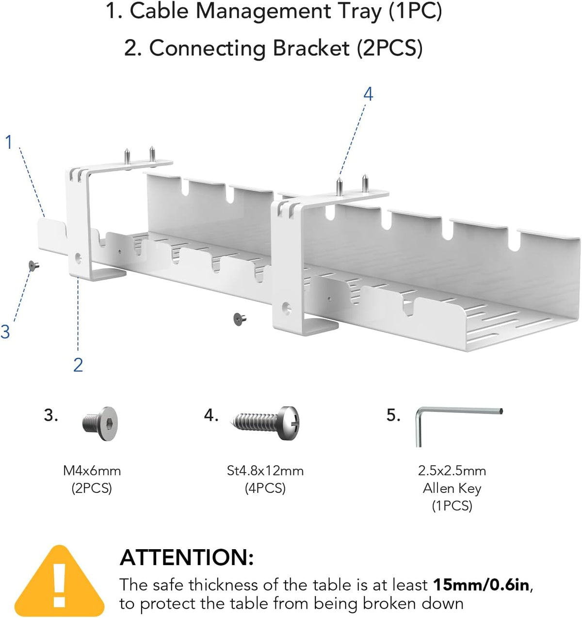 FLEXISPOT Under Desk Cable Management Tray, Metal Raceway Wires Cable Tidy Or...