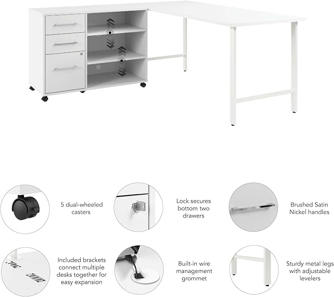 Bush Business Furniture Hustle 72W x 30D Computer Desk and Storage Cabinet - Image 8