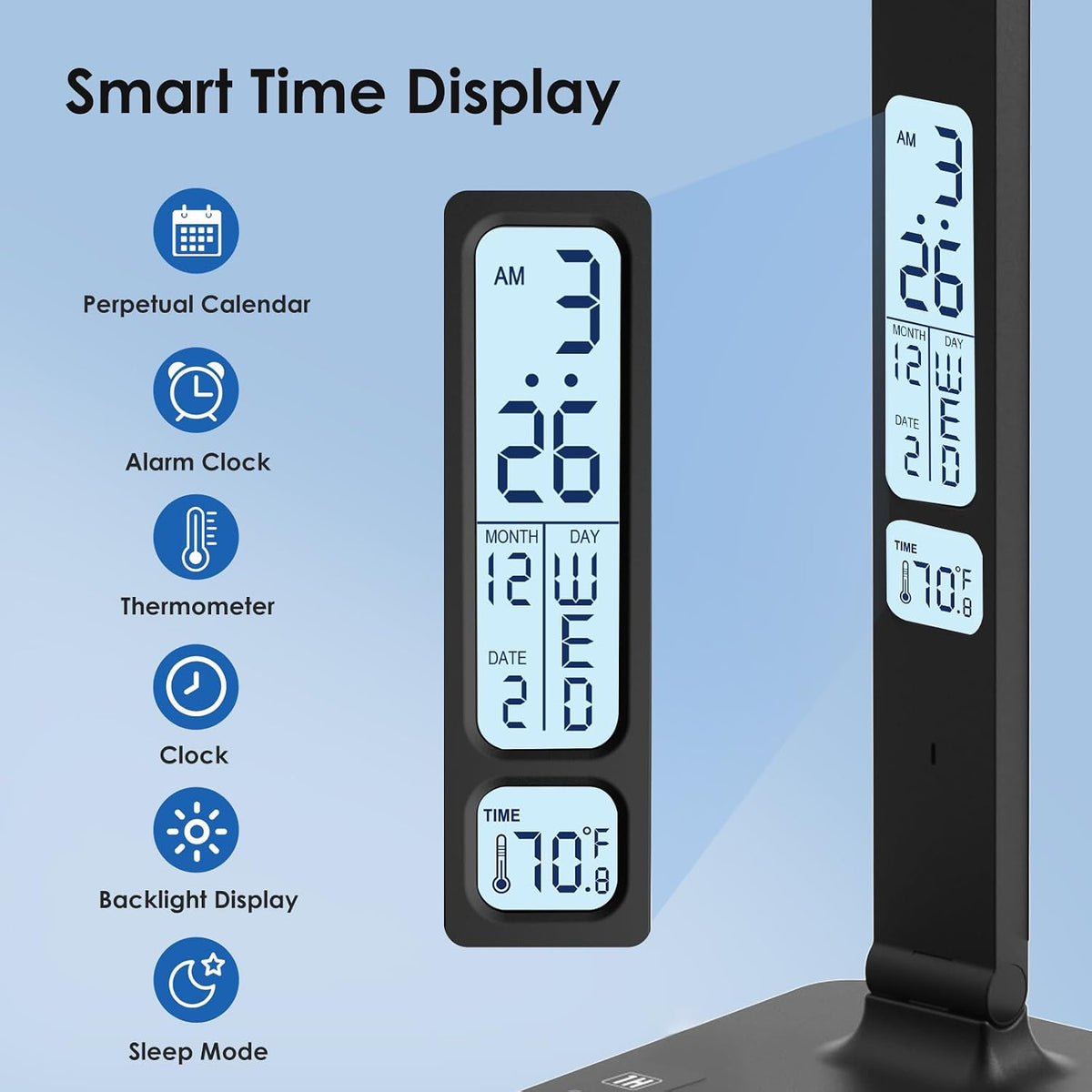 Infiway Desk Lamp with USB Charging Port: LED Stepless Dimmable Eye Caring De...