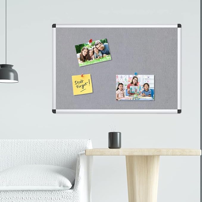 VIZ-PRO Notice Board Felt Gray, 36 X 24 Inches - Image 6