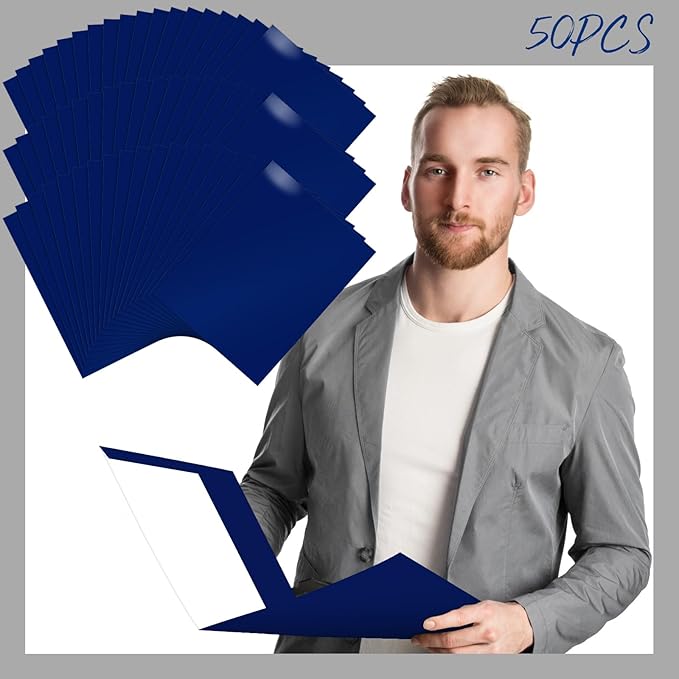 Jutom 50 Pcs 2 Pocket Glossy Paper Folders Glossy Paper Laminated Portfolios - Image 3