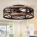 shluce caged ceiling fan with light and remote, main product view