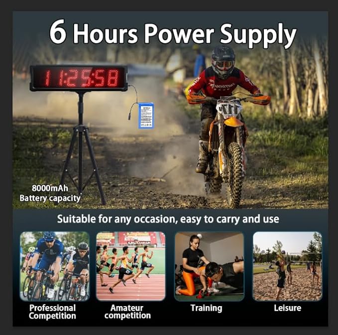 Race Clock with Tripod for Running Events, Large LED Stopwatch with Remote - Image 5