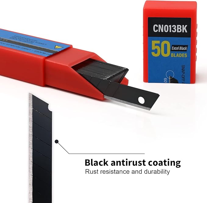Gomake 9mm Utility Knife Replacement Blades, 60 Degree Snap Off Carbon Steel - Image 3