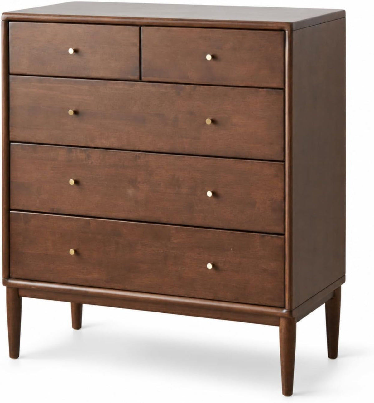 100% Solid Wood Nightstand with 5 Drawer, 5 Drawer Side Table for Bedroom, Wo...