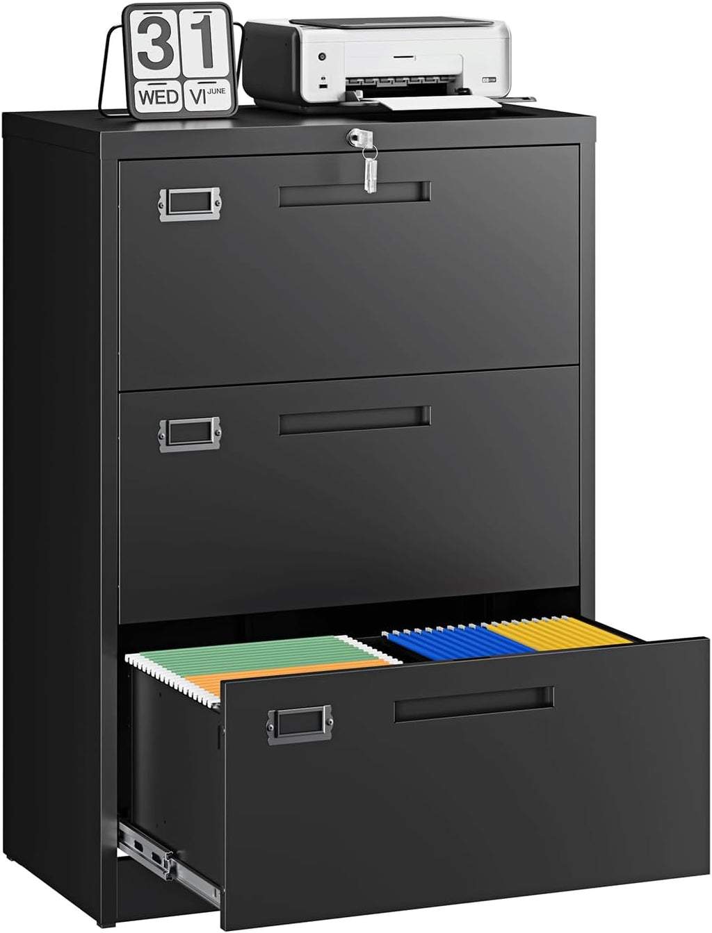letaya 3 drawer file cabinets with lock,metal lateral shown in use