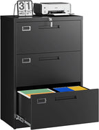letaya 3 drawer file cabinets with lock,metal lateral shown in use