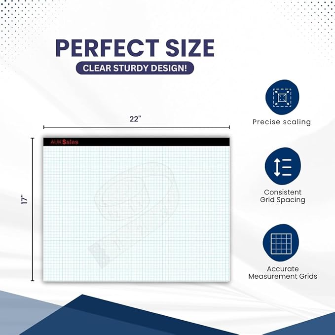 Graph Paper Pad 22"x17", 50 Sheets, 1/4 Inch Grid, 80 GSM, Engineering Drafting - Image 3