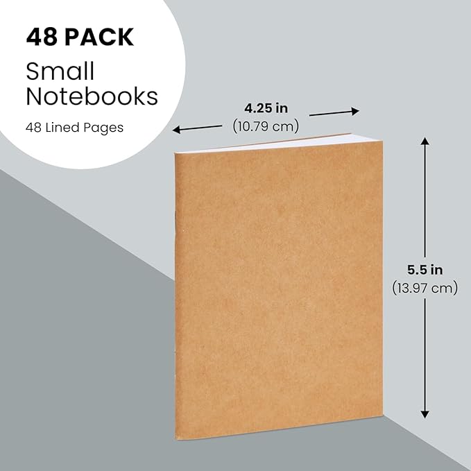 Small Lined Notebooks Bulk – Kraft Paper Cover, 48 Pack 4.25 x 5.5 in Mini - Image 3