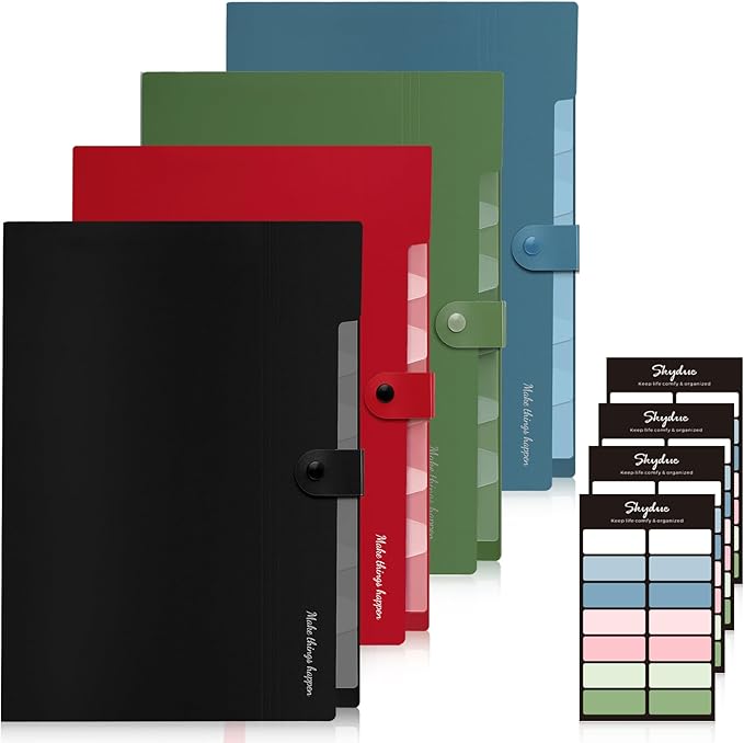 SKYDUE 8 Pockets Accordion File Organizer, Expanding File Folders, Portable by SKYDUE