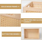 rattan storage basket wooden box wooden storage bins, side view