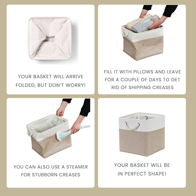 Mangata Canvas Storage Boxes, 11.8 Inch Cube Storage Bins Set of 6 - Image 6