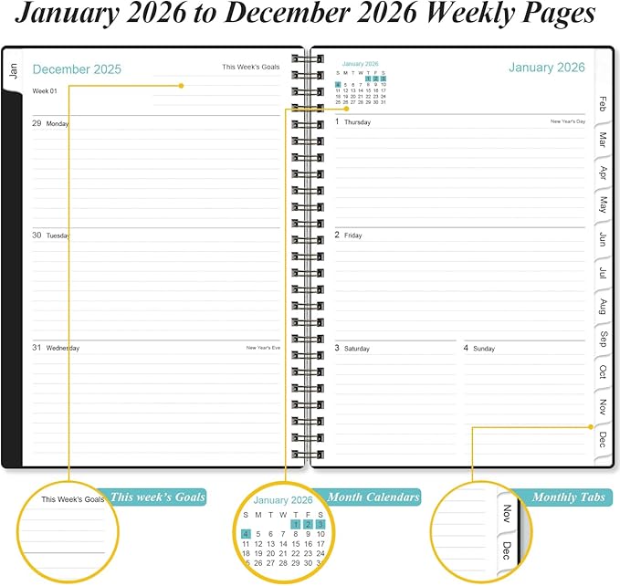 2026 Planner - Planner 2026 from January 2026 - December 2026, Weekly & Monthly - Image 3