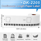 COLORTY Replace for Brother DK-2205 Continuous Printer Labels 2.4" x 100' | DK2205 DK Paper Tape Compatible with Brother QL-820NWB QL-800 QL-810W QL-600 QL-1100nwb Label Printers (12 Rolls + 1 Fram)