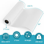 Wide Format Paper 36" x 150',2 Rolls Plotter Paper for CAD Printing on Wide Format Ink Jet Printers，20lb 2"Core CAD Bond Rolls
