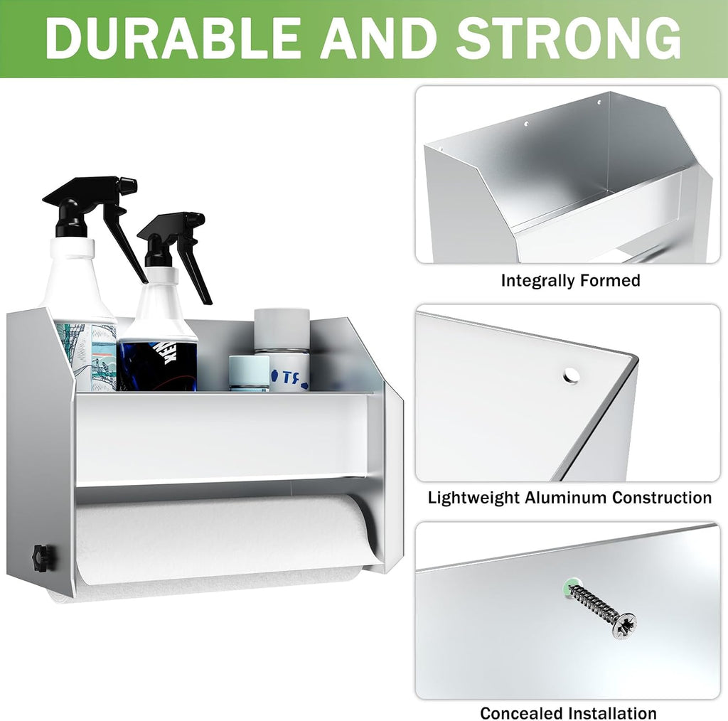 woiron aluminum hand cleaning station organizer bracket (silver), side view