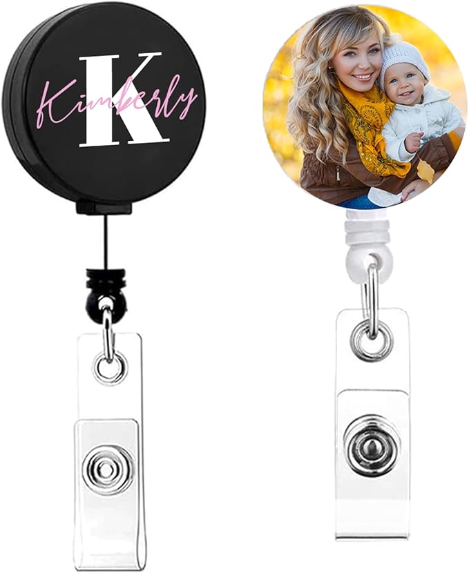 Custom Retractable ID Badge Holder Clip, Personalized Badge Reel by CustomGiftAccessory