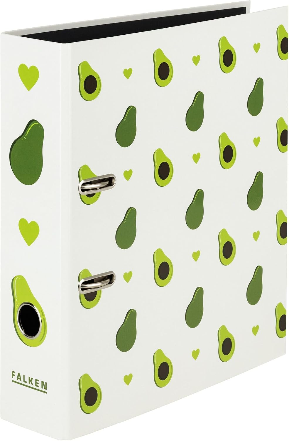 Falken Avocado Design File Folder Made in Germany 8 cm Wide DIN A4 Black Inner Mirror Glossy Laminated Outer Cover Pack of 1