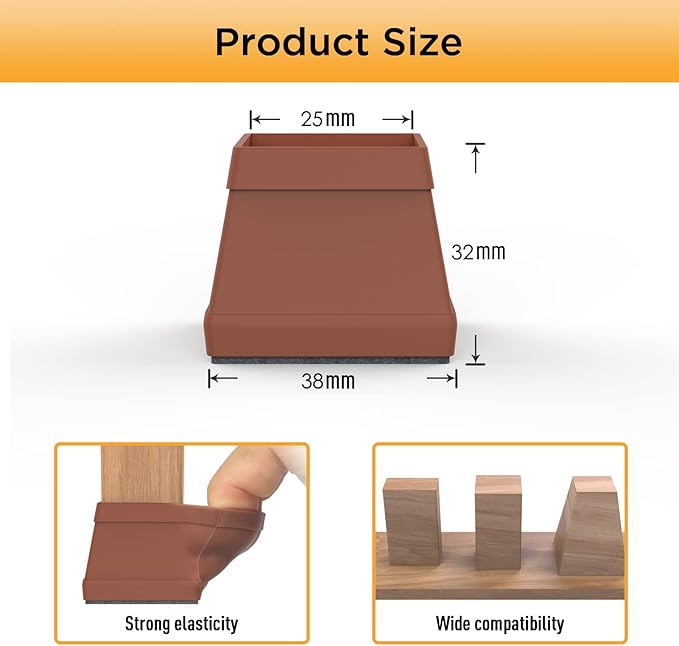 16 PCS Square Chair Leg Floor Protector, Silicone Chair Leg Cover, Furniture - Image 3