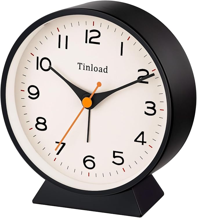 Tinload 4.5" Battery Operated Retro Analog Alarm Clock, Small Silent Bedside - Image 7