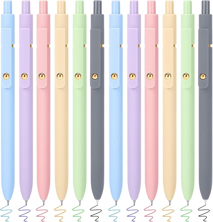 FIOVER Colored Pens, 12 Pack Colorful Gel Pens, Quick-Dry 0.7mm Medium Point by FIOVER