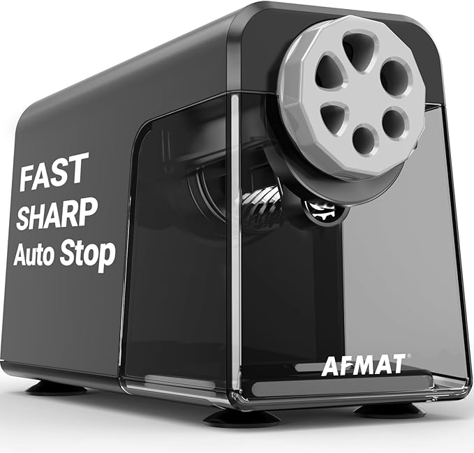 AFMAT Electric Pencil Sharpener Heavy Duty, 6 Holes, Auto Stop Pencil Sharpener by AFMAT