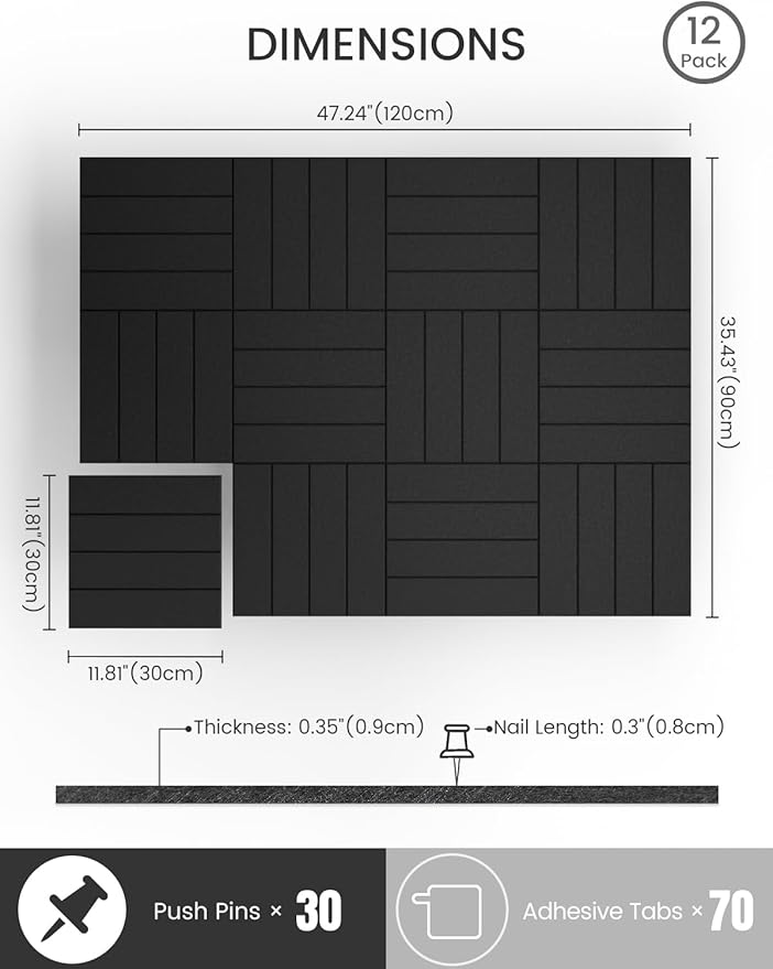 Bumusty Large Cork Board Alternative-47 x35 Felt Bulletin Board Tiles, - Image 3