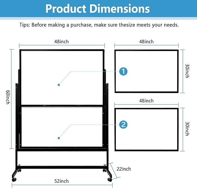 48 x 60 Inch Height Adjustable Dry Erase Whiteboard - Image 6